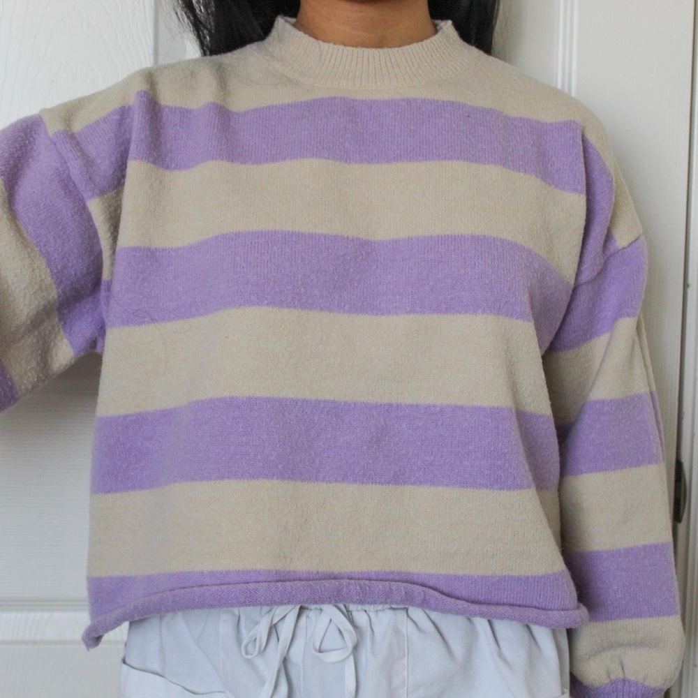 Princess Polly Lavender and Beige Striped Sweater